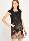 Black Deer Border Print Tunic, Black, large
