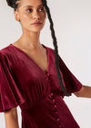 Velvet Button-Down Mini Dress, Burgundy, large