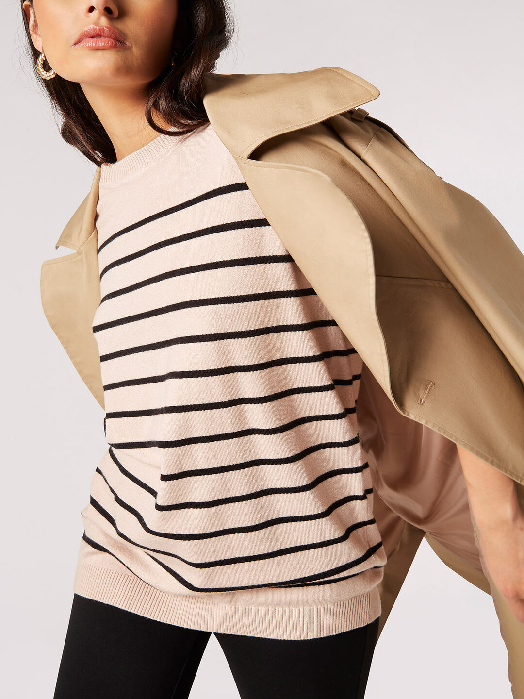 Image of Breton Stripe Longline Knitted Top