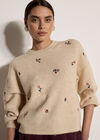 Floral Embroidered Jumper, Stone, large
