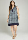 Tribal Tile Print Tunic Dress +, Aqua - Turquoise, large