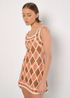 Diamond Crochet Mini Dress, Coral, large