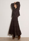 Crinkle Textured Bow Neck Blouse, Brown, large