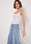Silver Beaded Fringe Top, White, large