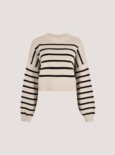 Stripe Crop Drop Shoulder Jumper