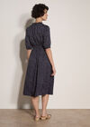Polka Dot Ruffle Midi Dress, Navy, large