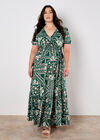 Scarf Print Smocked Maxi Dress, Green, large