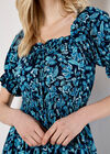 Sarasa Floral Milkmaid Midi Dress, Navy, large
