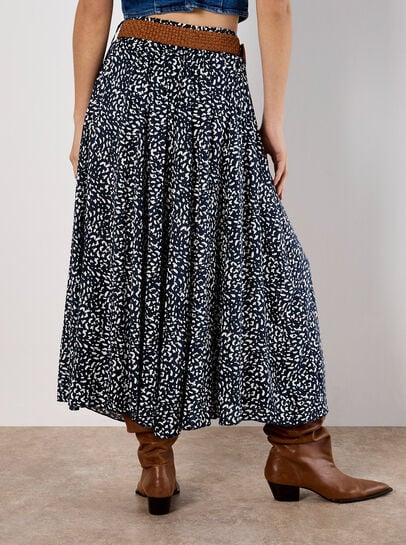 Brush Dot Belted Skirt