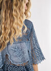 Crochet Rose Mesh Top, Blue, large