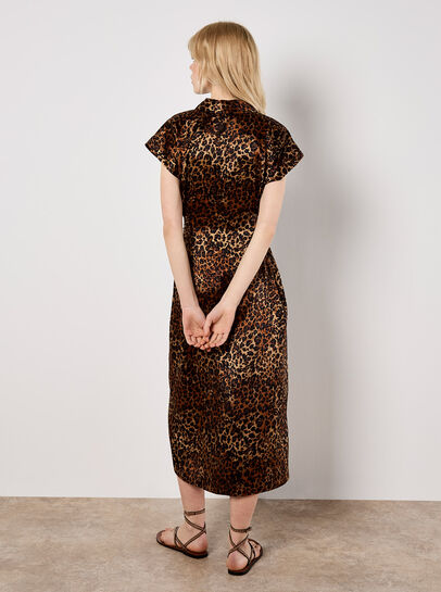 Leopard Print Satin Midi Dress