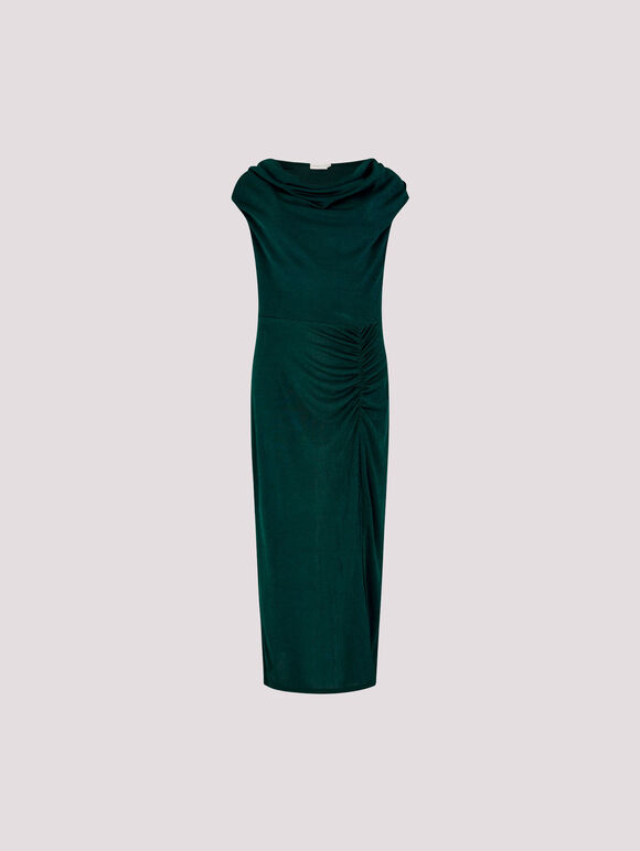 Sheen Jersey Ruched Maxi Dress, Green, large