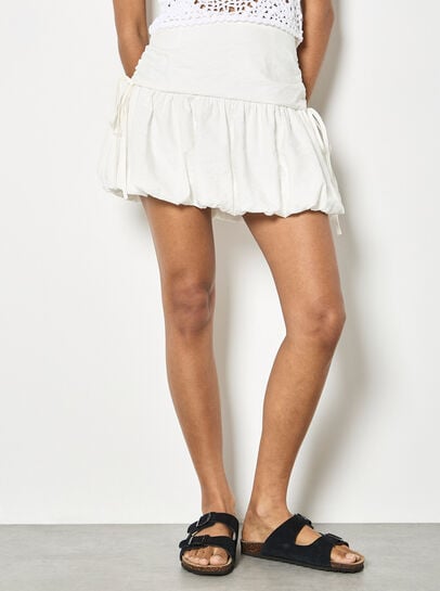 Ruched Bubble Hem Mini Skirt