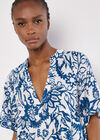Floral Cotton Mini Dress, Blue, large
