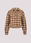 Cropped Check Shacket, Rust, large