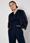 Floral Lace Blazer, Navy, large