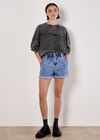 Denim Turn Up Shorts, Sky Blue, large