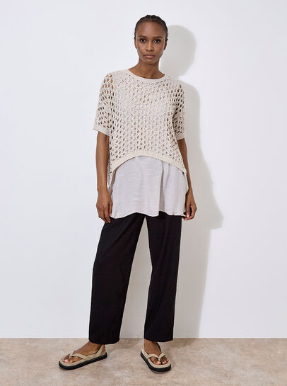 Knitted Mesh Layered Tunic Top