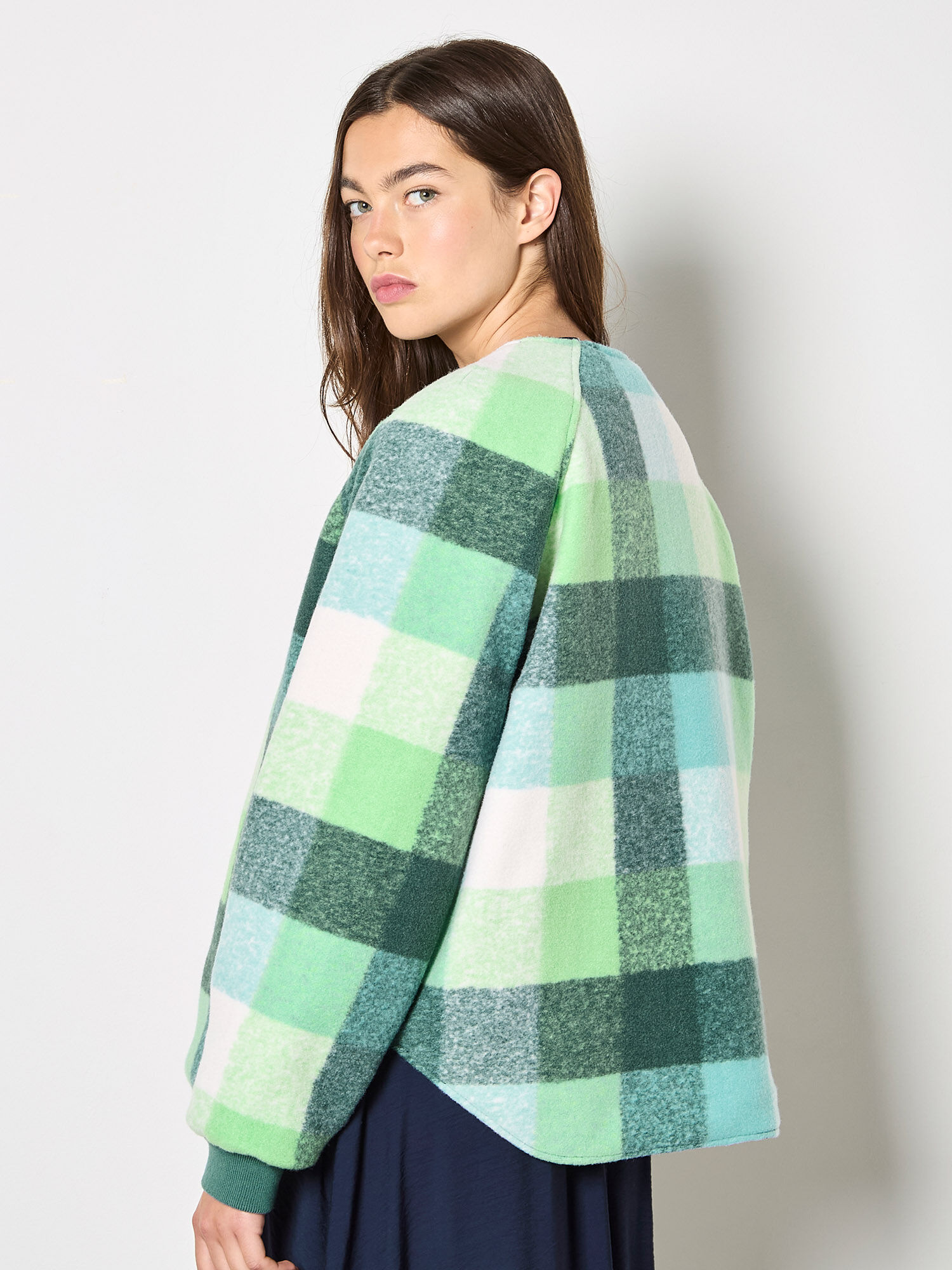 Reversible Check Fleece Quilted Jacket | Apricot Clothing