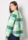 Reversible Check Fleece Quilted Jacket, Green, large