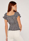 Gingham Smock Detail Top, Black, large