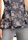 Floral Peplum Top, Navy, large