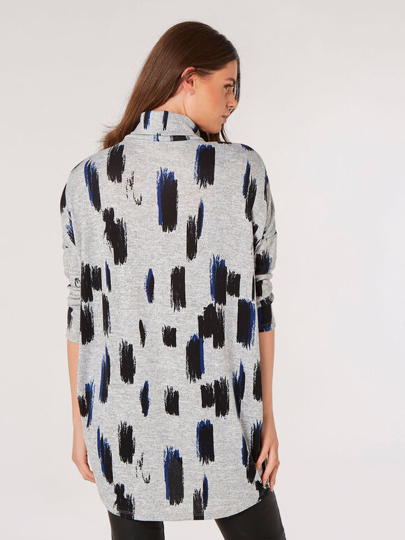 Paintstroke Wrap Tunic Top, Grey, large