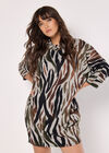 Zebra Soft Touch Cocoon Mini Dress, Rust, large