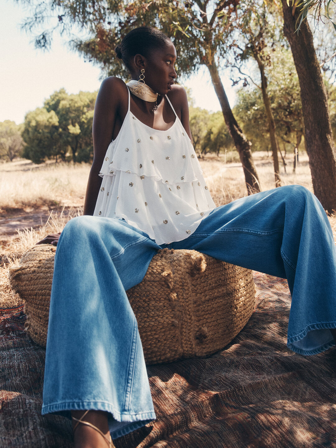 Sequin Spot Tiered Camisole Top