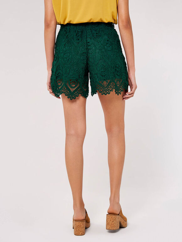 Scallop Lace Shorts, Green, large