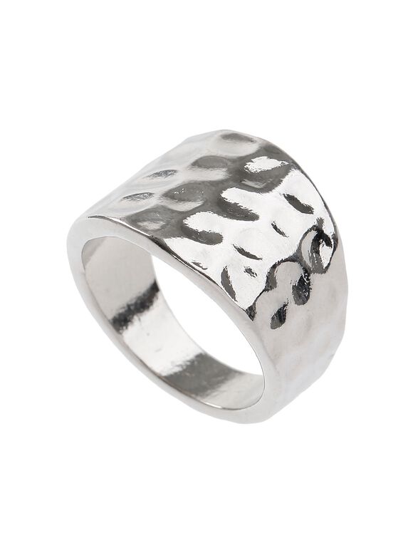 Chunky Hammered Ring, Light Grey / Silver, large