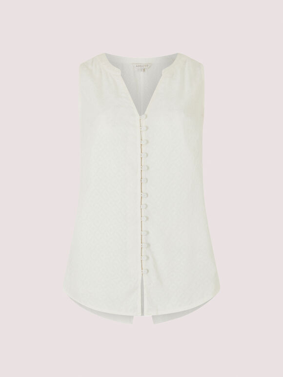 Diamond Jacquard Top, White, large