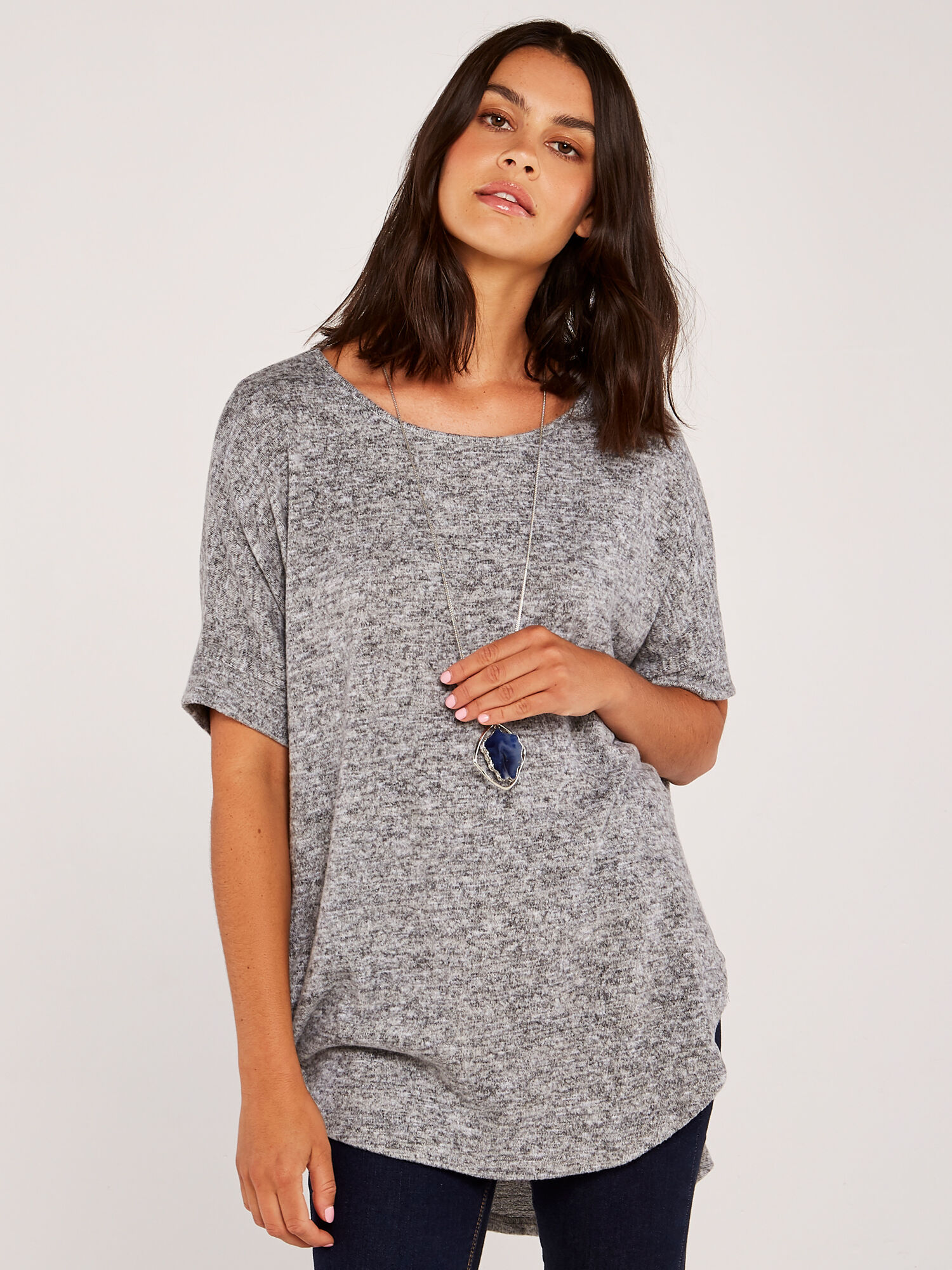 Short Sleeve Drop Shoulder Top Apricot Clothing