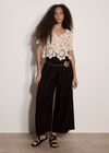 Floral Sequin Cotton Crochet Cardigan, Stone, large