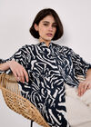 Zebra Print Oversized Shirt, Navy, large