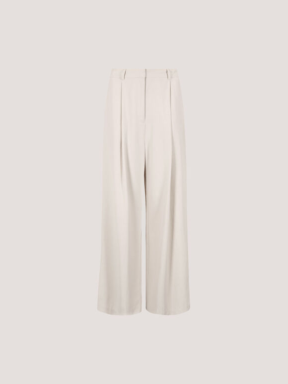 Soft Tailored Wide Leg Trousers, Stone, large
