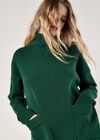 Oversized Tunic Roll Neck Jumper, Green, large