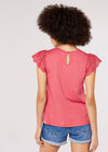 Cutwork Jersey Blouse, Pink, large