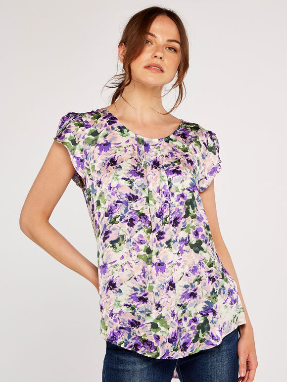 Tulip Print Top, Lilac, large