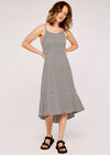 Gingham Flounce Dress, Black, large