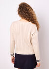 Cable Knit Cricket Jumper, Stone, large