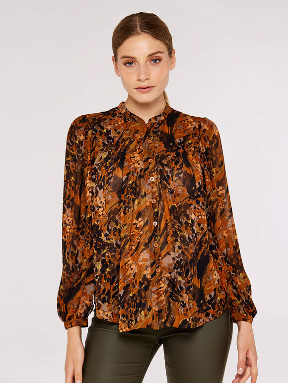 Medow Chiffon  Blouse, Brown, large