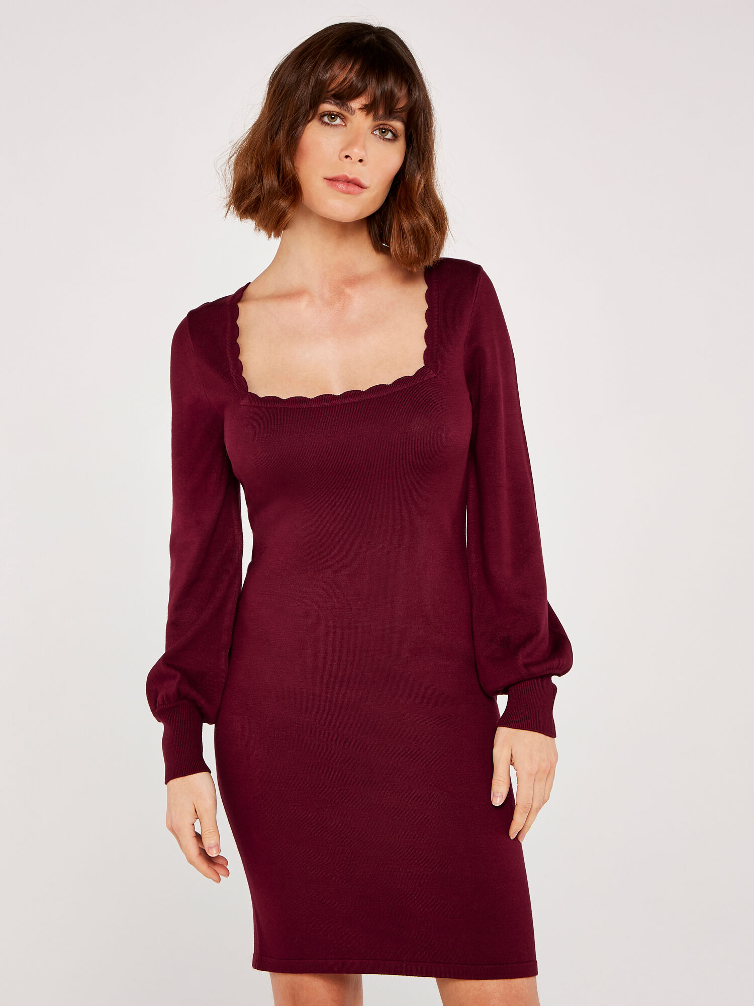 Burgundy knitted dress uk shop