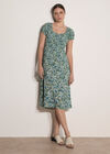Watercolour Floral Milkmaid Midi Dress, Aqua - Turquoise, large