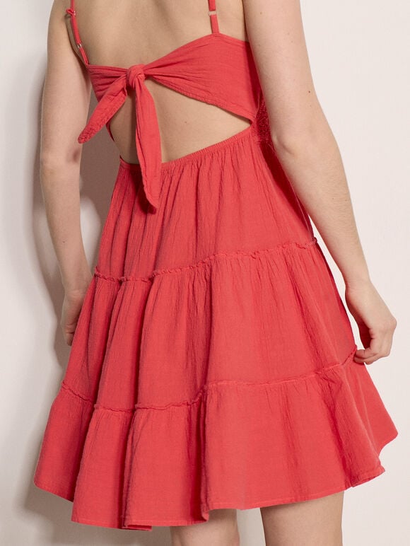 Bow Back Crochet Cami Mini Dress, Pink, large