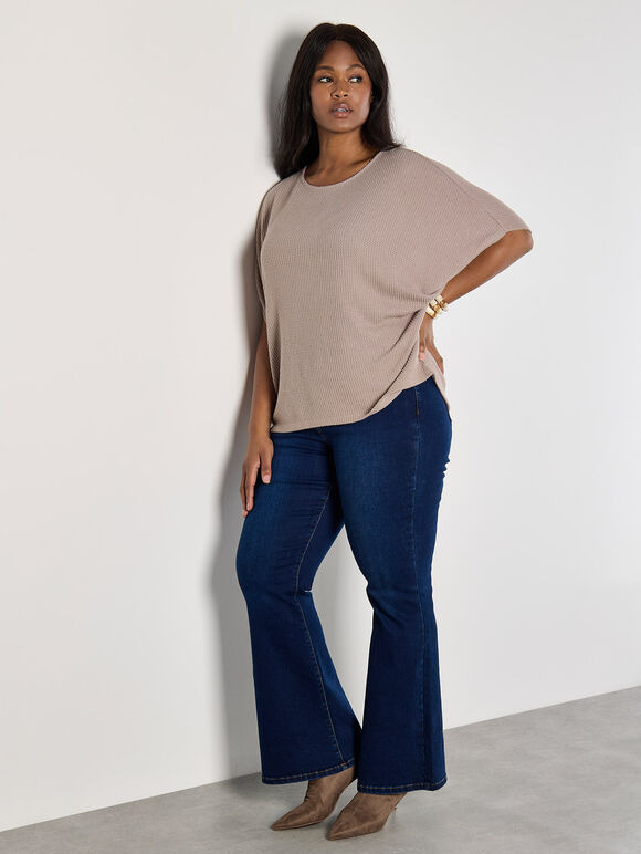 Curve Waffle Knit Top, Stone, large