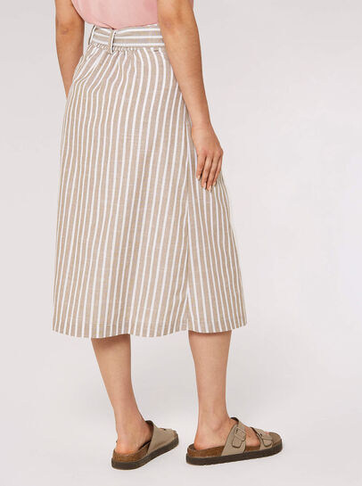 Striped Button Midi Skirt