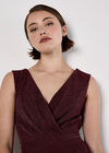 Metallic Pleat Skater Mini Dress, Burgundy, large