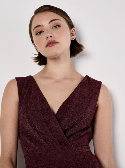 Metallic Pleat Skater Mini Dress