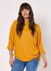 Soft Touch Drawstring Batwing Top, Mustard, large
